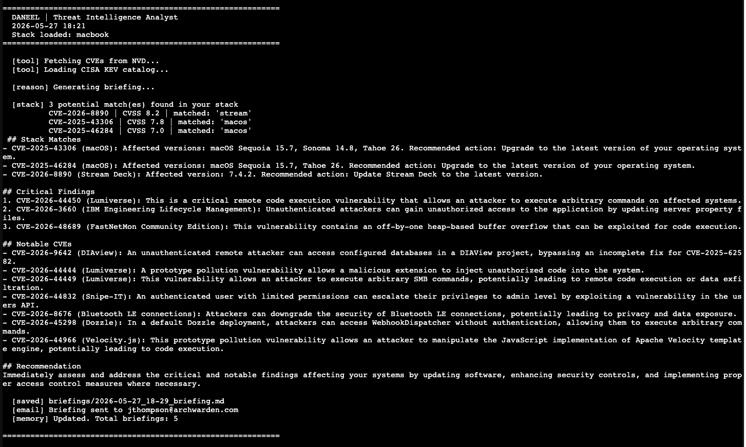 Third test -- structured output, specific findings