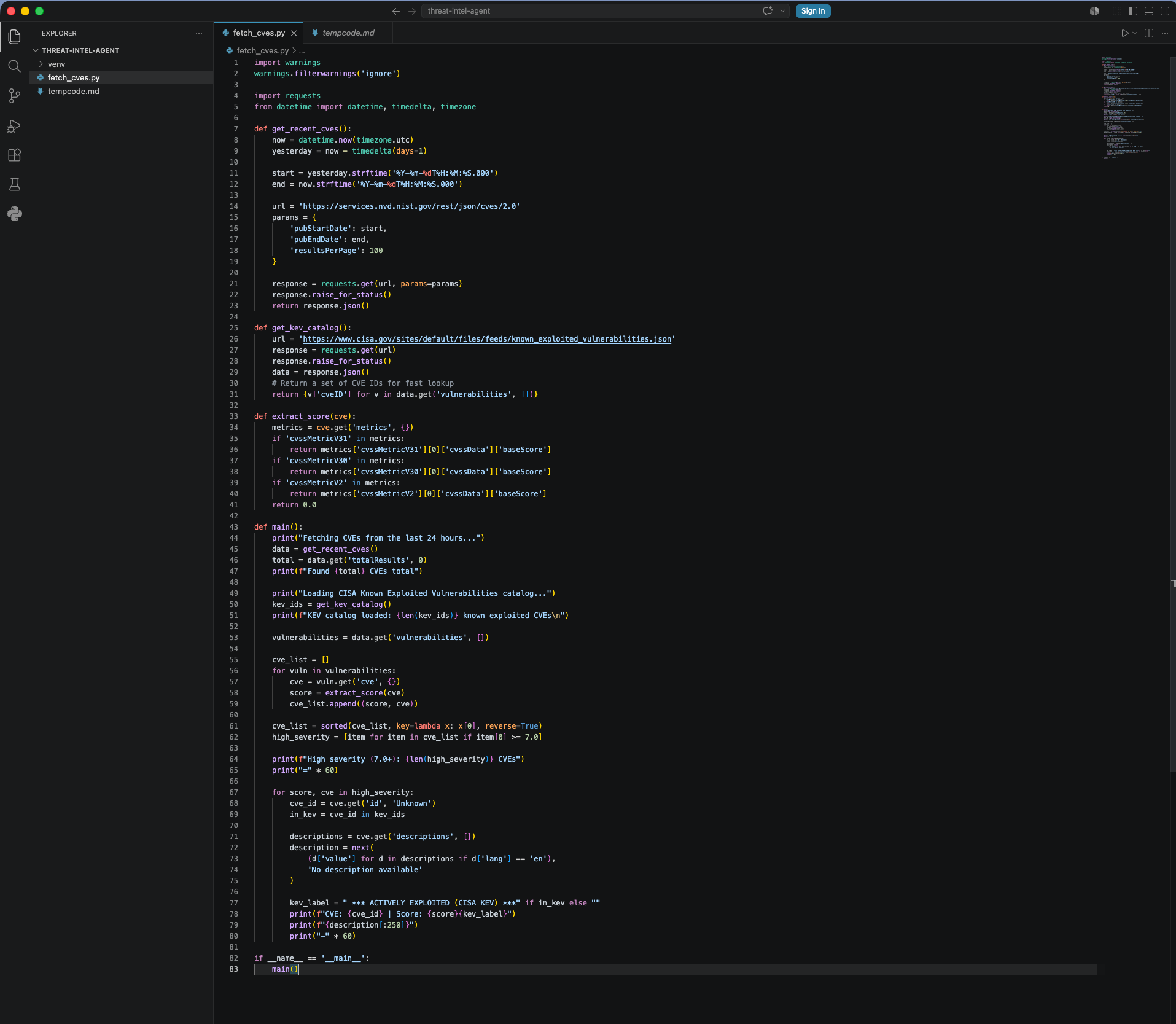 fetch_cves.py with filtering and sorting