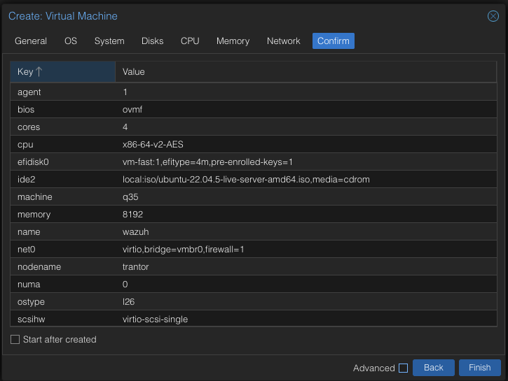 Wazuh VM build summary in Proxmox