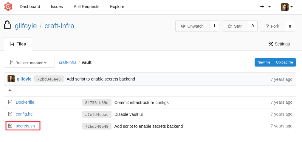 secrets.sh script showing the Vault SSH OTP configuration