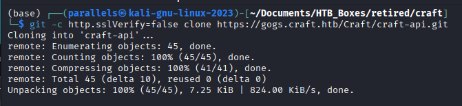 Cloning the craft-api repository from Gogs