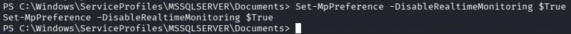Disabling Windows Defender real-time monitoring