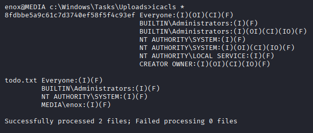 icacls output on portfolio.asx inside the folder
