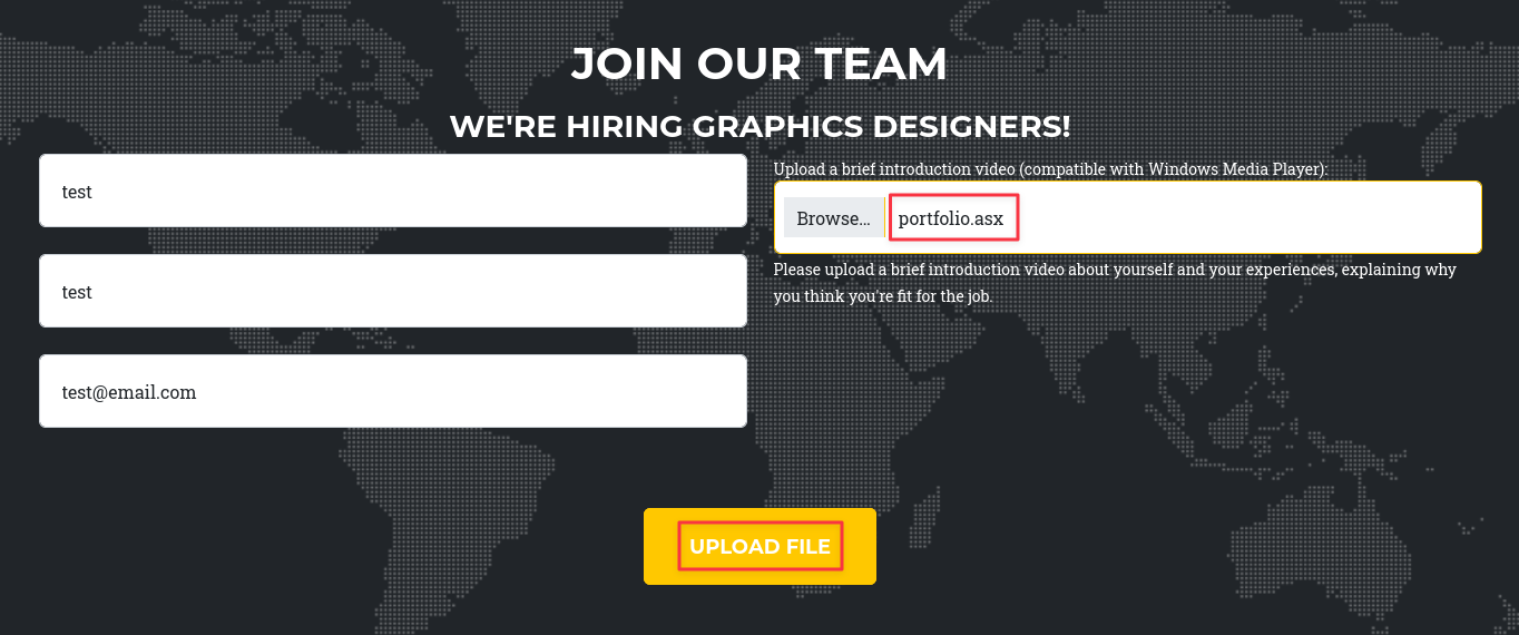 Uploading portfolio.asx through the ProMotion Studio form