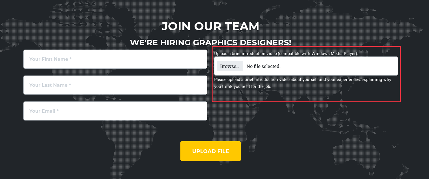 Portfolio upload form on ProMotion Studio