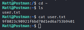 User flag retrieved from /home/Matt/user.txt