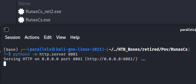HTTP server serving RunasCs.exe