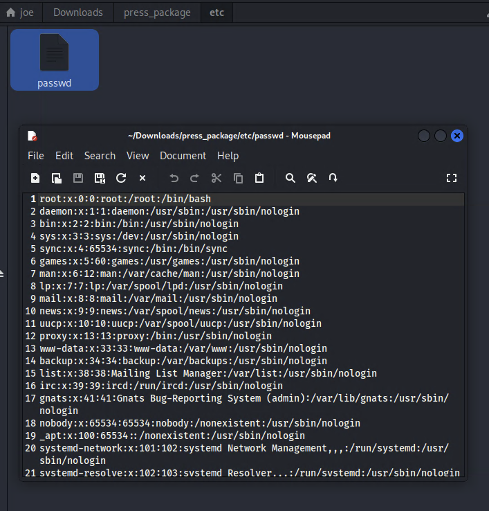 LFI zip download containing /etc/passwd
