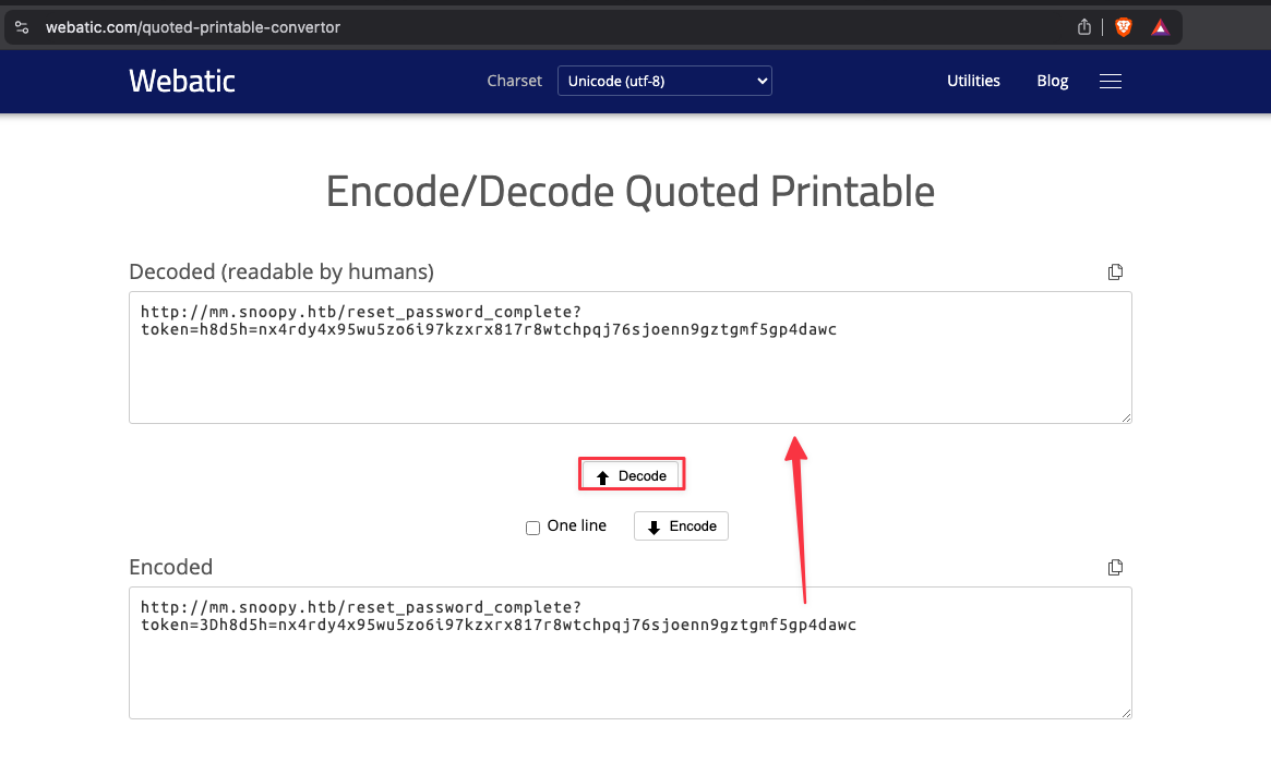webatic.com quoted-printable decoder recovering the clean token