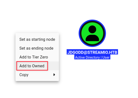 BloodHound with JDgodd marked as owned