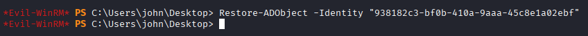 PowerShell Restore-ADObject restoring cert_admin from the Recycle Bin