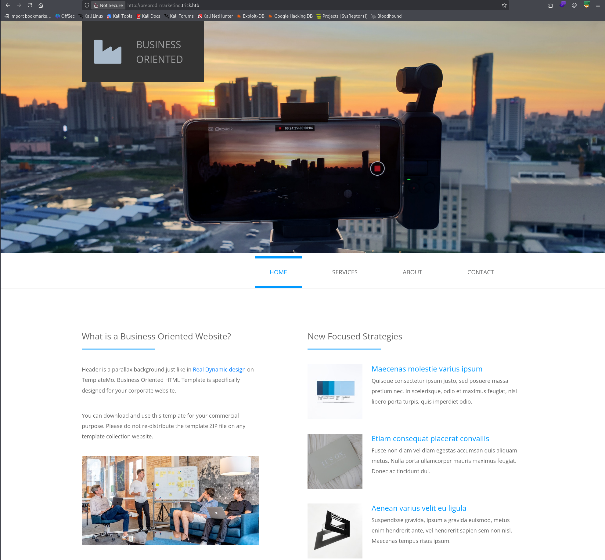 Marketing site homepage