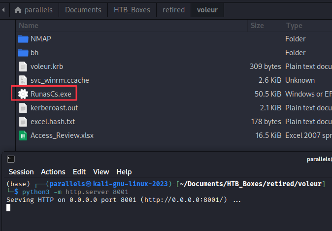 Python HTTP server serving RunasCs.exe
