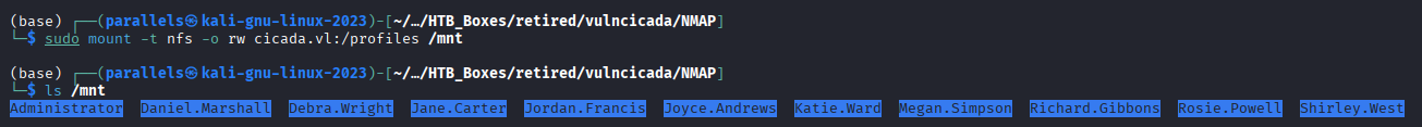 NFS share mounted at /mnt