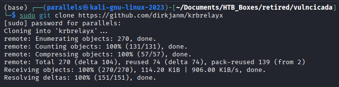 Cloning krbrelayx from GitHub
